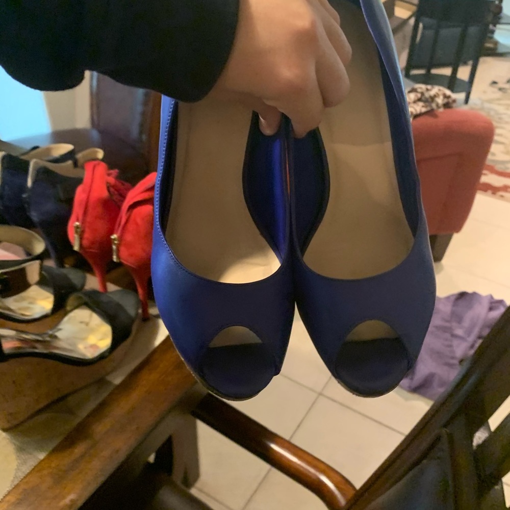 leather royal blue heels